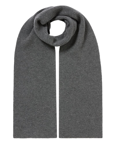N.Peal Unisex Ribbed Cashmere Scarf Elephant Grey