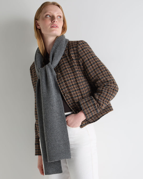 N.Peal Unisex Ribbed Cashmere Scarf Elephant Grey
