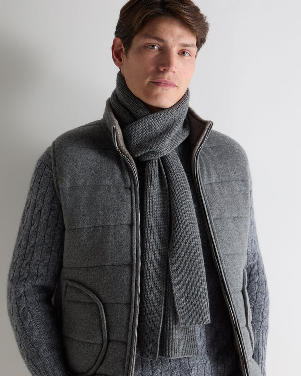 N.Peal Unisex Ribbed Cashmere Scarf Elephant Grey