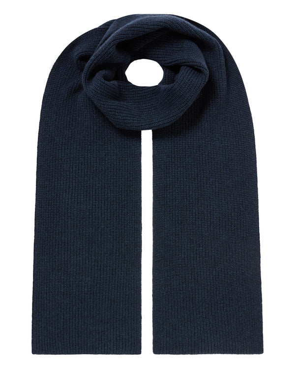 N.Peal Unisex Ribbed Cashmere Scarf Indigo Blue