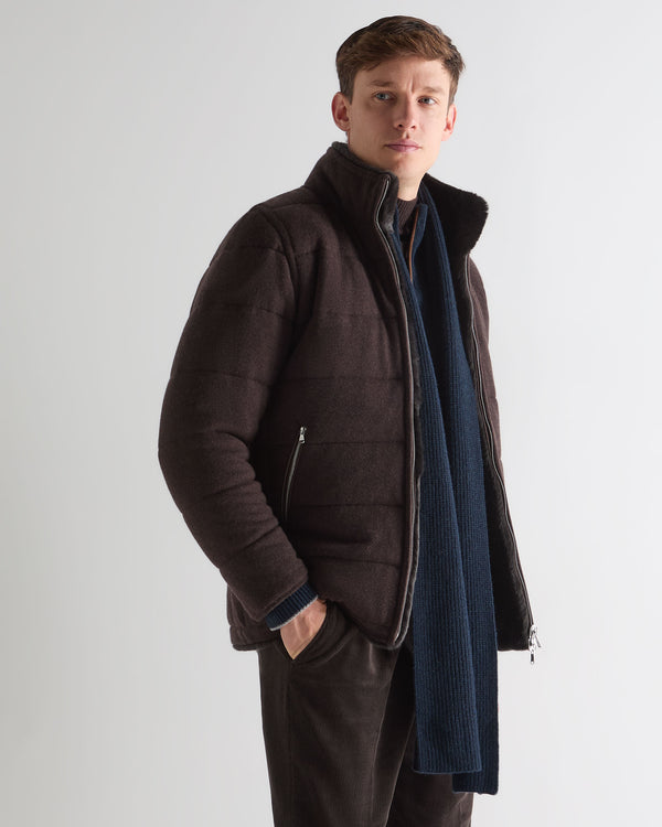 N.Peal Unisex Ribbed Cashmere Scarf Indigo Blue
