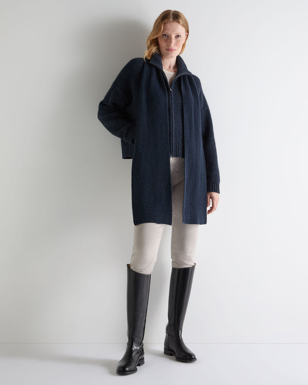 N.Peal Unisex Ribbed Cashmere Scarf Indigo Blue