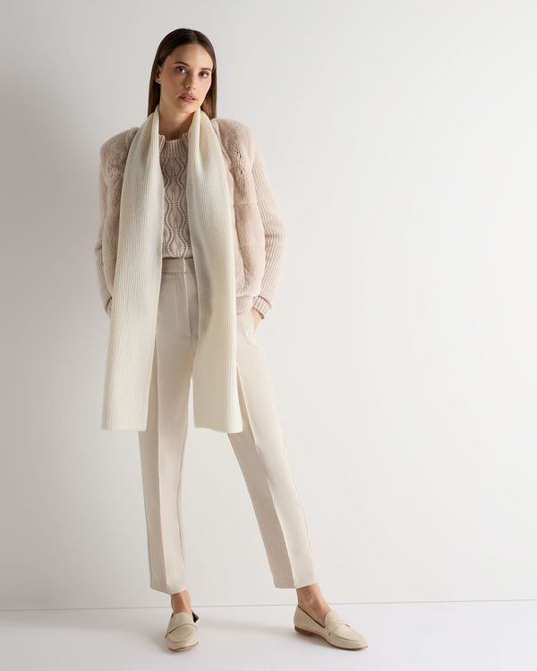 N.Peal Unisex Ribbed Cashmere Scarf New Ivory White