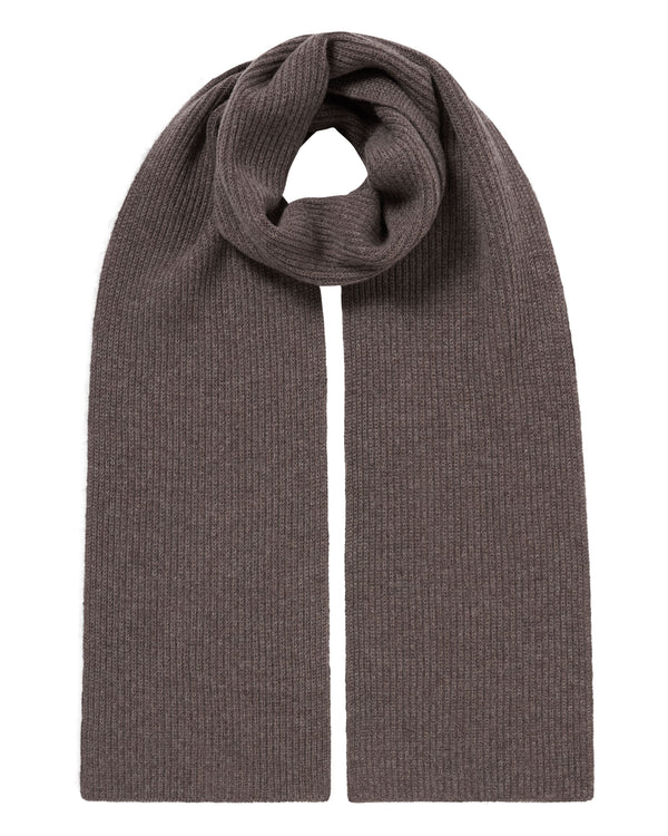 N.Peal Unisex Ribbed Cashmere Scarf Otter Brown