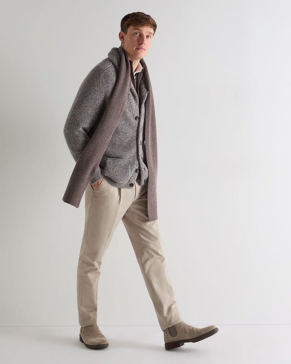 N.Peal Unisex Ribbed Cashmere Scarf Otter Brown