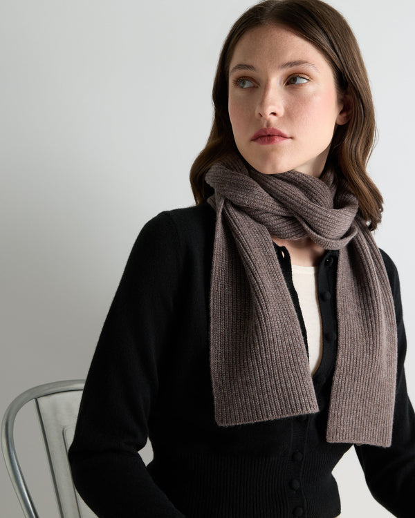 N.Peal Unisex Ribbed Cashmere Scarf Otter Brown