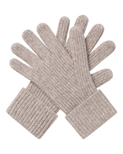 N.Peal Men's Ribbed Cashmere Gloves Basilica Beige Brown Marl