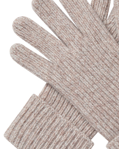 N.Peal Men's Ribbed Cashmere Gloves Basilica Beige Brown Marl