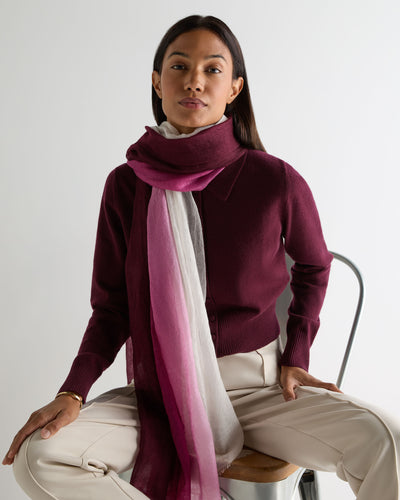 N.Peal Women's Dip Dye Cashmere Scarf Bordeaux Red