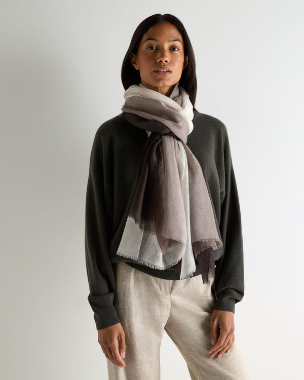 N.Peal Women's Dip Dye Cashmere Scarf Chocolate Brown