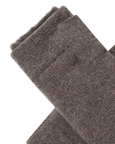 N.Peal Unisex Fur Lined Fingerless Cashmere Gloves Otter Brown