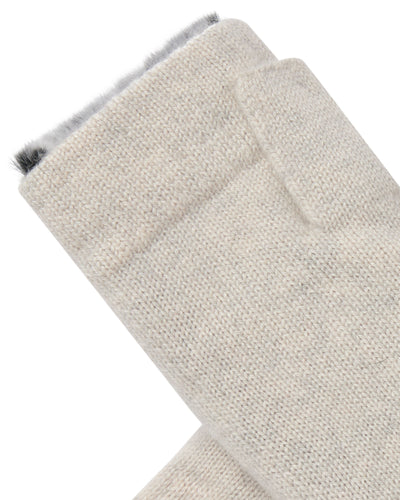 N.Peal Unisex Fur Lined Fingerless Cashmere Gloves Pebble Grey