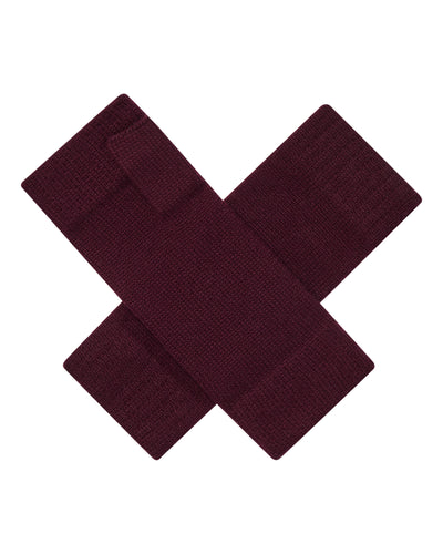 N.Peal Unisex Fingerless Cashmere Gloves Bordeaux Red