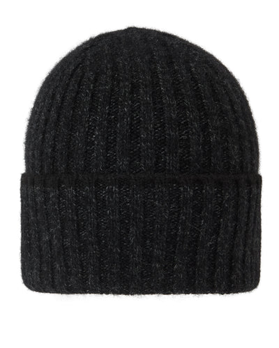 N.Peal Unisex Chunky Rib Contrast Cashmere Hat Charcoal Grey Melange