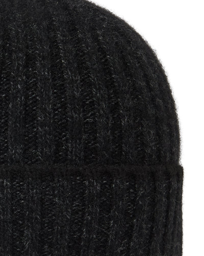N.Peal Unisex Chunky Rib Contrast Cashmere Hat Charcoal Grey Melange