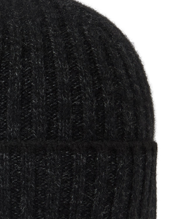 N.Peal Unisex Chunky Rib Contrast Cashmere Hat Charcoal Grey Melange