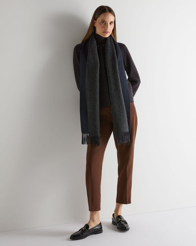 N.Peal Unisex Doubleface Woven Cashmere Scarf Deep Charcoal Grey