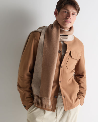 N.Peal Unisex Doubleface Woven Cashmere Scarf Dark Tan Brown