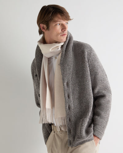 N.Peal Unisex Doubleface Woven Cashmere Scarf Snow Grey
