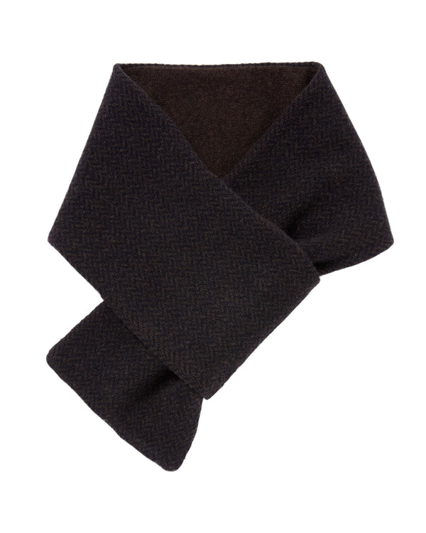 N.Peal Men's Herringbone Cashmere Scarf Chocolate Brown