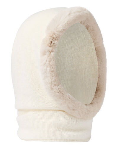 N.Peal Women's Fur Trim Ski Hood New Ivory White