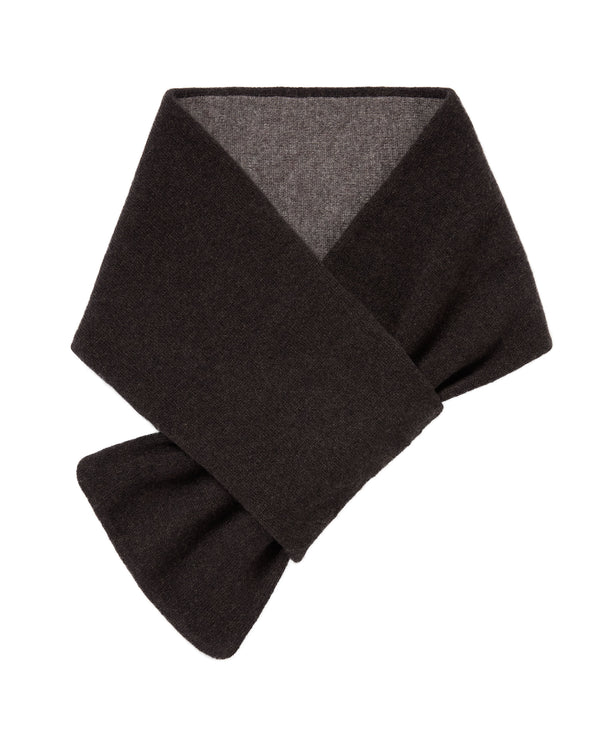 N.Peal Men's Two Tone Small Cashmere Scarf Chocolate Brown
