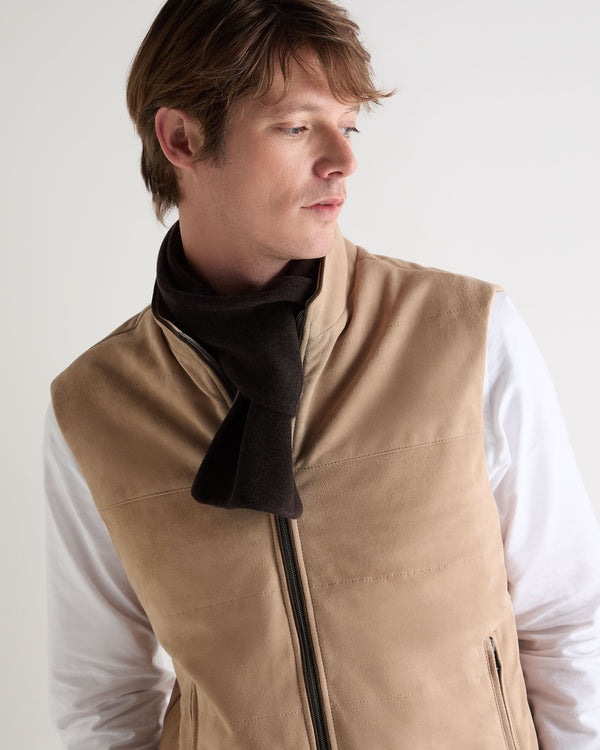 N.Peal Men's Two Tone Small Cashmere Scarf Chocolate Brown