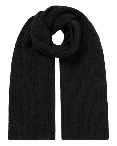 N.Peal Unisex Chunky Rib Cashmere Scarf Charcoal Grey Melange