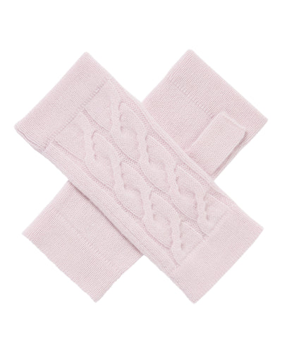 N.Peal Women's Cable Fingerless Cashmere Gloves Chalk Pink