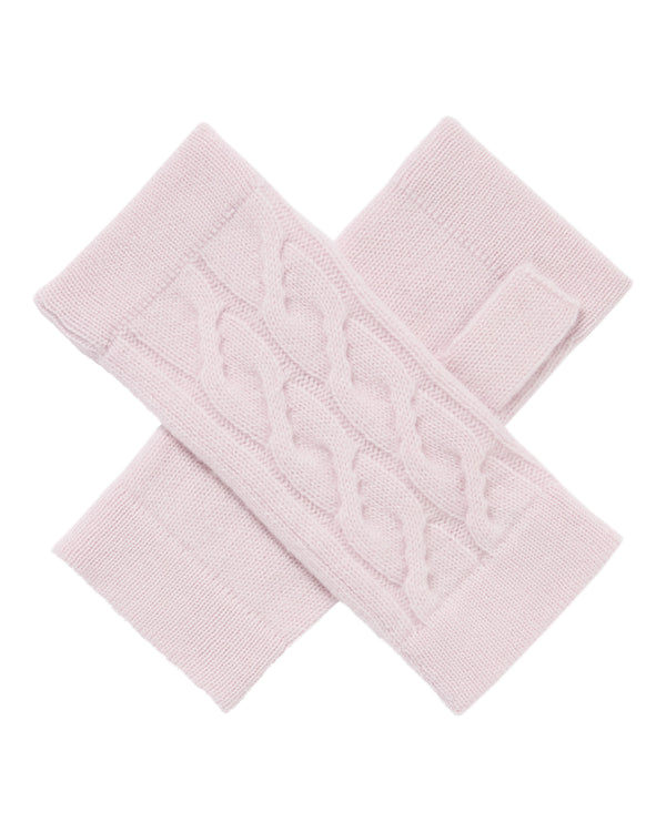 N.Peal Women's Cable Fingerless Cashmere Gloves Chalk Pink