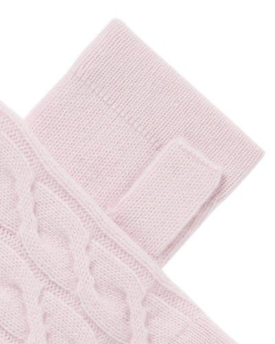 N.Peal Women's Cable Fingerless Cashmere Gloves Chalk Pink
