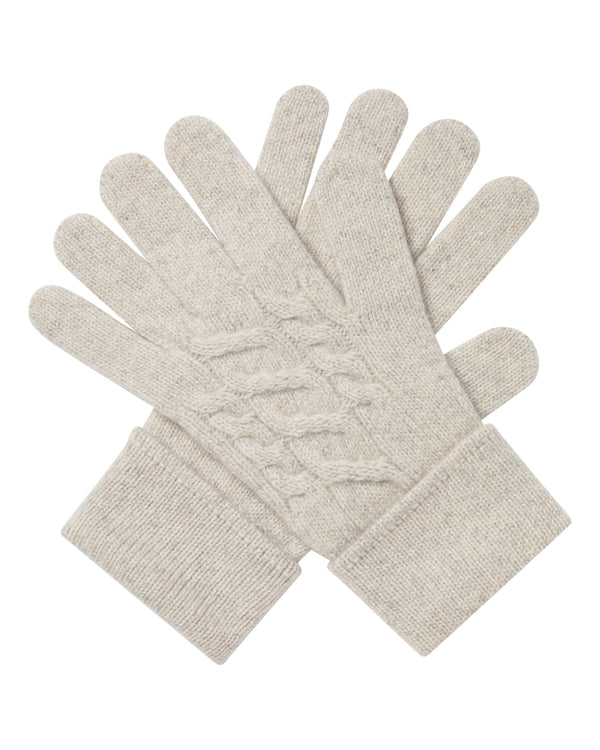 N.Peal Women's Cable Cashmere Gloves Ash Grey Marl