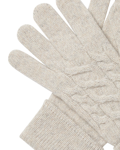 N.Peal Women's Cable Cashmere Gloves Ash Grey Marl