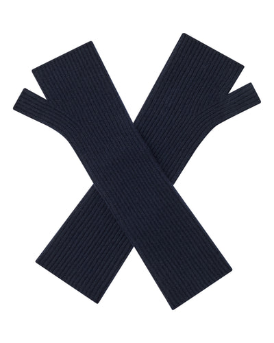 N.Peal Women's Long Cashmere Wristwarmers Navy Blue