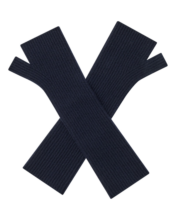 N.Peal Women's Long Cashmere Wristwarmers Navy Blue