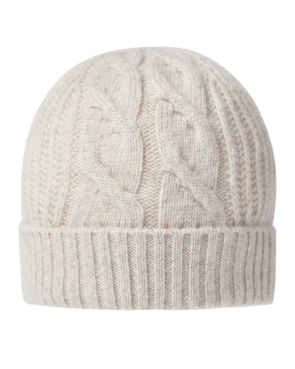 N.Peal Women's Cable Rib Cashmere Hat Ash Grey Marl