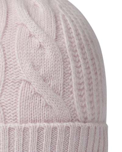 N.Peal Women's Cable Rib Cashmere Hat Chalk Pink