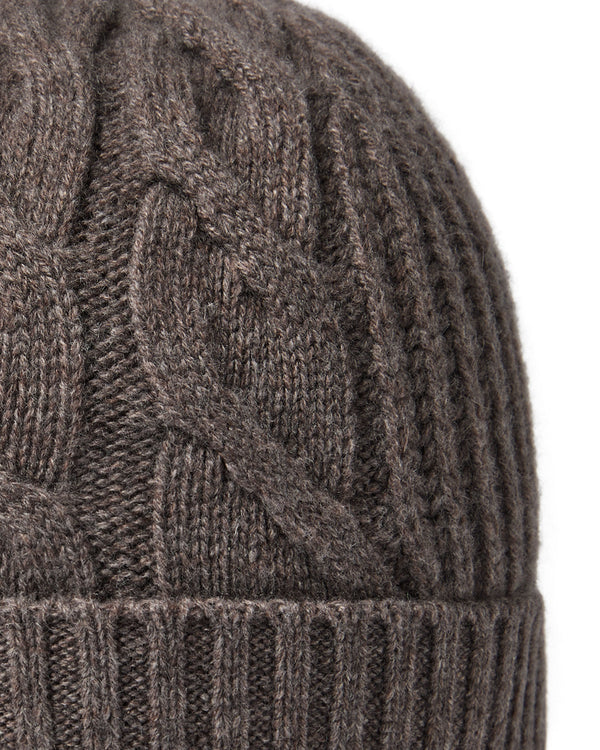 N.Peal Women's Cable Rib Cashmere Hat Otter Brown