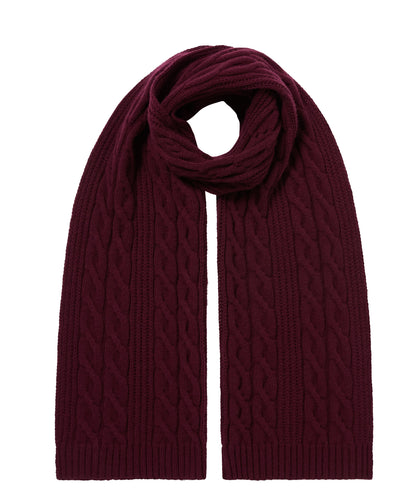 N.Peal Women's Cable Rib Cashmere Scarf Bordeaux Red