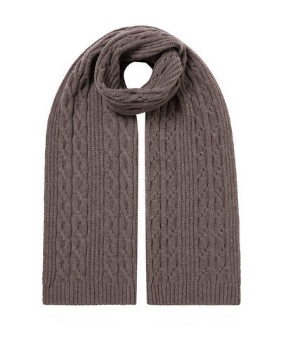 N.Peal Women's Cable Rib Cashmere Scarf Otter Brown