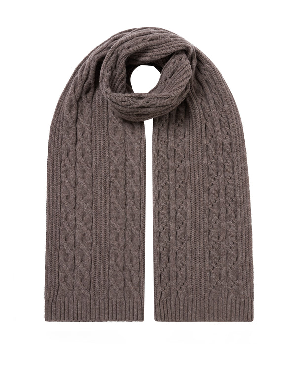 N.Peal Women's Cable Rib Cashmere Scarf Otter Brown