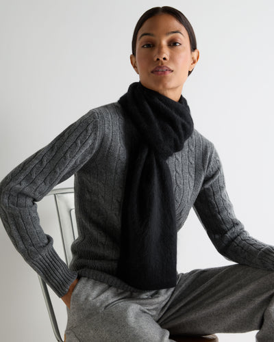 N.Peal Women's Brushed Cashmere Scarf Black