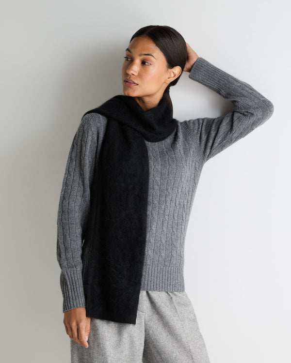 N.Peal Women's Brushed Cashmere Scarf Black