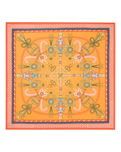 N.Peal Women's Cashmere Silk Printed Foulard Yellow