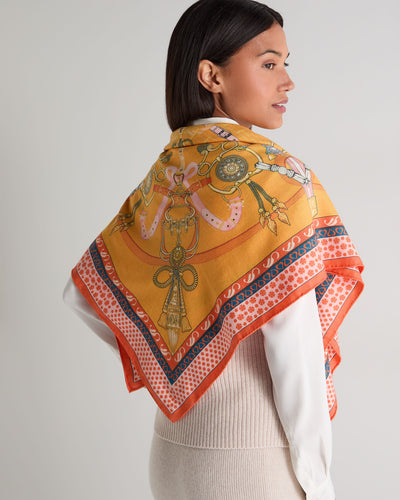 N.Peal Women's Cashmere Silk Printed Foulard Yellow