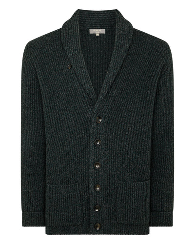 N.Peal Men's Kensington Cashmere Cardigan Green Melange