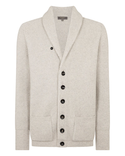 N.Peal Men's Kensington Cashmere Cardigan Ash Grey Marl