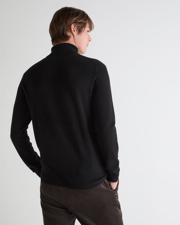 N.Peal Men's Trafalgar Roll Neck Cashmere Jumper Black