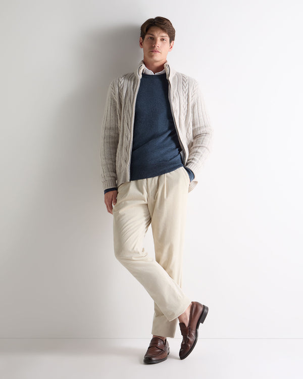 N.Peal Men's Oxford Round Neck Cashmere Jumper Light Denim Blue