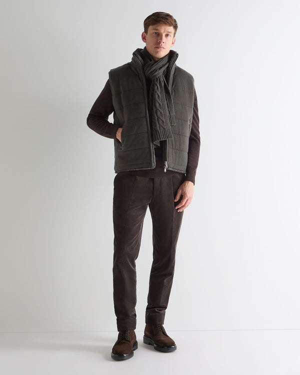 N.Peal Men's Vermont Fur Lined Gilet Arabica Khaki Green